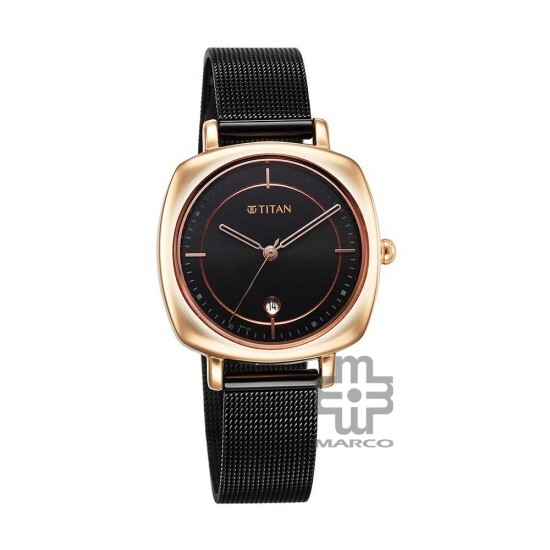 Titan Shaped Case 2730KM02 Black Dial Metal Strap Quartz Women's Watch