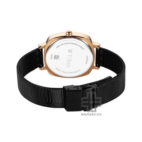 Titan Shaped Case 2730KM02 Black Dial Metal Strap Quartz Women's Watch