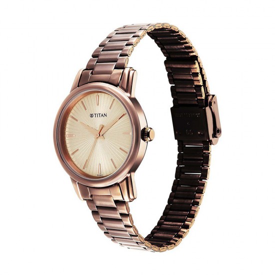 Titan Karishma 2760QM01 Beige Dial Stainless Steel Strap Quartz Women's Watch