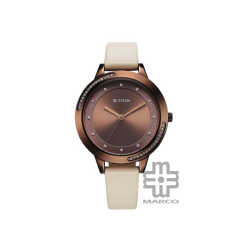 Titan Purple 2764QL01 Brown Dial Analog Leather Strap Quartz Women's Watch