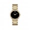 Movado 606420 Concerto Black Dial Yellow Gold Plated Steel Bracelet Women Watch