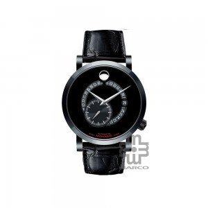 Movado 606485 Red Label Automatic Black Leather Band Men Watch