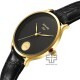 Sonata Gold 7153YL01 Black Dial Leather Strap Men Watch