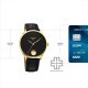 Sonata Gold 7153YL01 Black Dial Leather Strap Men Watch
