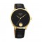 Sonata Gold 7153YL01 Black Dial Leather Strap Men Watch