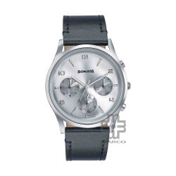 Sonata Wedding Edit 77140SL02 Silver Dial Leather Strap Men Watch