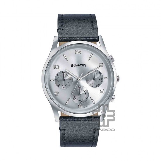 Sonata Wedding Edit 77140SL02 Silver Dial Leather Strap Men Watch