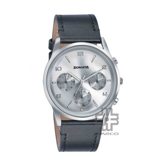 Sonata Wedding Edit 77140SL02 Silver Dial Leather Strap Men Watch