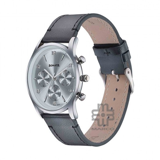 Sonata Wedding Edit 77140SL02 Silver Dial Leather Strap Men Watch