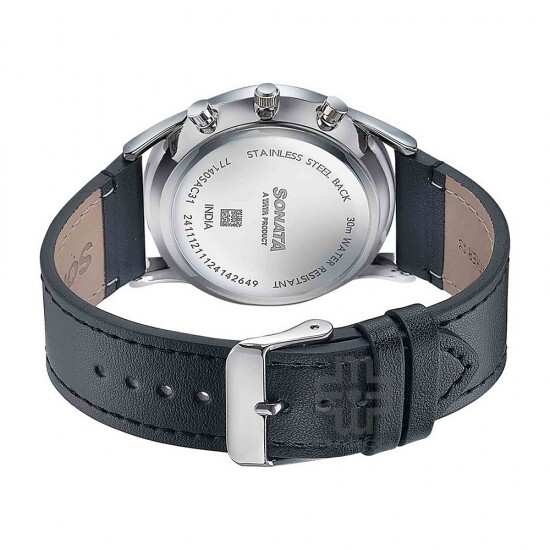 Sonata Wedding Edit 77140SL02 Silver Dial Leather Strap Men Watch