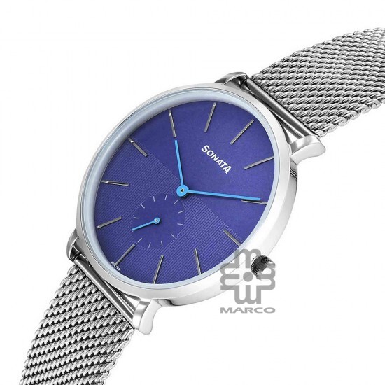 Sonata Ascent 77150SM04 Blue Dial Stainless Steel Strap Men Watch