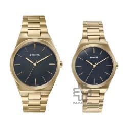 Sonata Wedding Edit 7716987088YM01 Black Dial Stainless Steel Strap for Couple