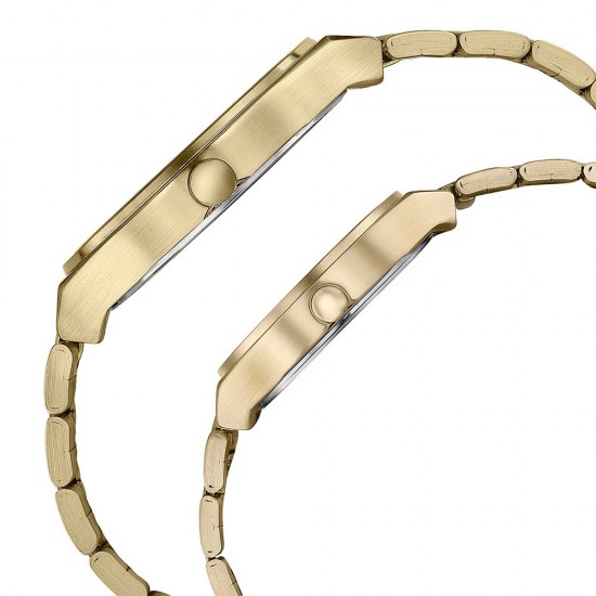 Sonata Wedding Edit 7716987088YM01 Black Dial Stainless Steel Strap for Couple