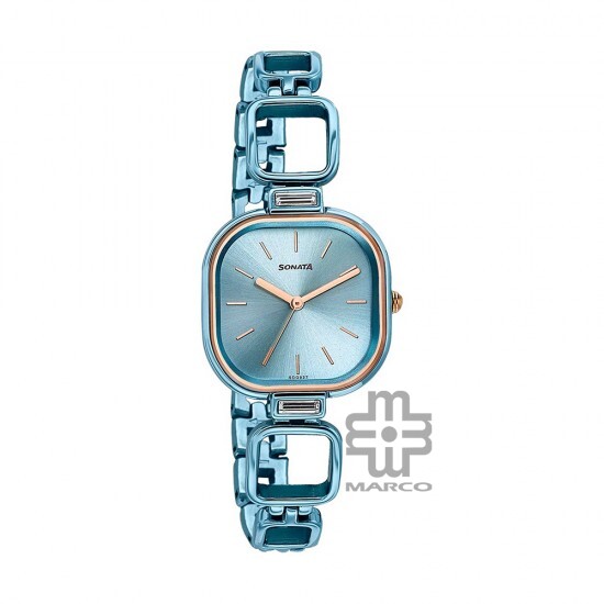 Sonata Colors of Earth 8186KM03 Blue Dial Metal Strap Women Watch
