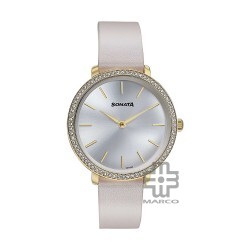 Sonata Wedding Edit 87080YL01 Silver Dial Leather Strap Women Watch