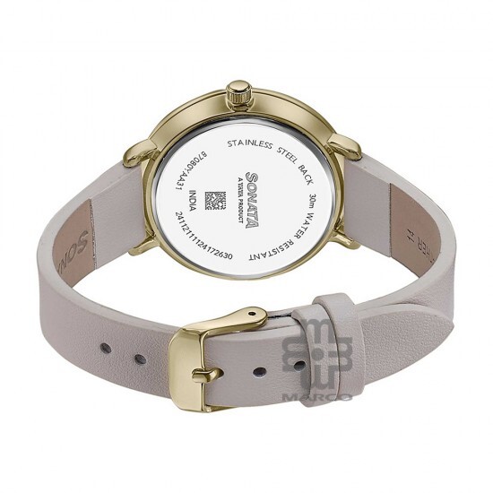 Sonata Wedding Edit 87080YL01 Silver Dial Leather Strap Women Watch