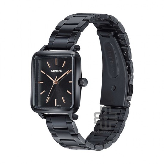 Sonata Wedding Edit 87084NM01 Black Dial Stainless Steel Strap Women Watch