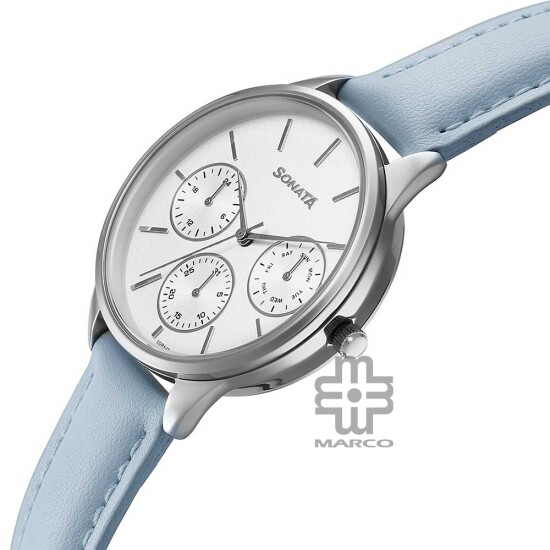 Sonata Eternia 87085SL01 Silver Dial Leather Strap Women Watch