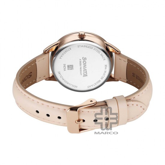 Sonata Eternia 87085WL01 Silver Dial Leather Strap Women Watch