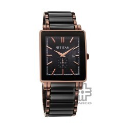Titan Regalia Shaped Ceramic 90013KD06 Black Dial Steel & Ceramic Strap Men Watch