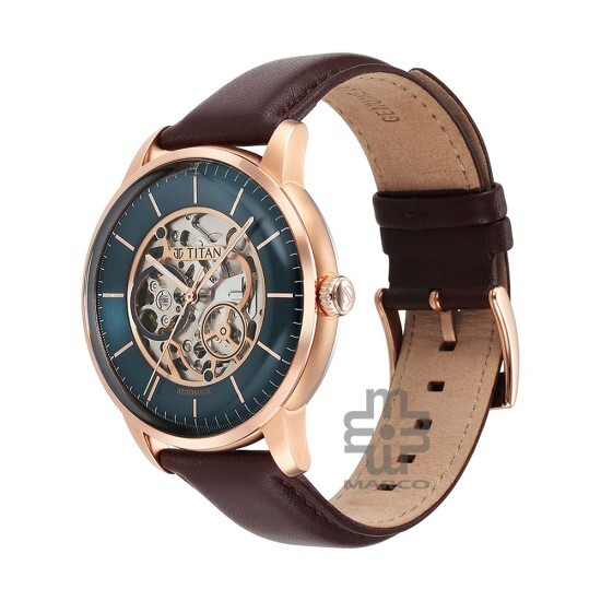 Titan Automatics 90110WL04 Green Dial Leather Strap Automatic Men's Watch