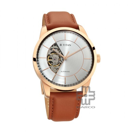 Titan Automatics 90126WL01 Silver Dial Leather Strap Automatic Men's Watch
