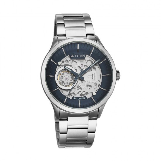 Titan Mechanical 90140SM01 Blue Dial Metal Strap Automatic Men's Watch Titan Mechanical 90140SM01 Blue Dial Metal Strap Automatic Men's Watch