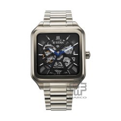 Titan Shaped Automatics 90162QM01 Black Dial Metal Strap Men's Watch