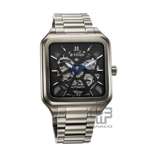 Titan Shaped Automatics 90162QM01 Black Dial Metal Strap Men's Watch