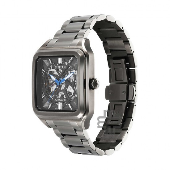 Titan Shaped Automatics 90162QM01 Black Dial Metal Strap Men's Watch