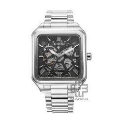 Titan Shaped Automatics 90162SM01 Black Dial Metal Strap Men's Watch