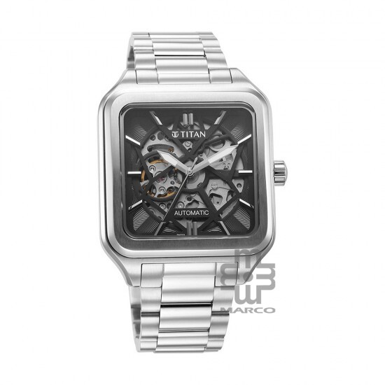 Titan Shaped Automatics 90162SM01 Black Dial Metal Strap Men's Watch