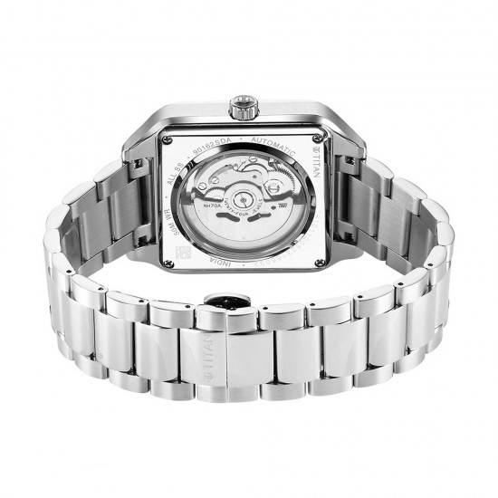 Titan Shaped Automatics 90162SM01 Black Dial Metal Strap Men's Watch
