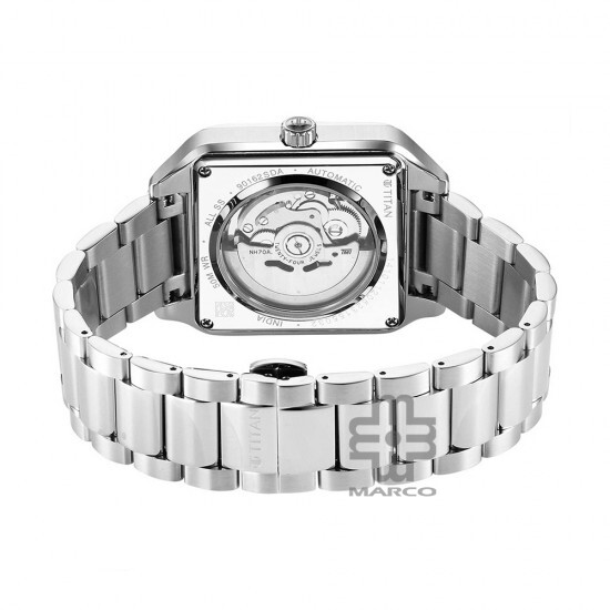 Titan Shaped Automatics 90162SM01 Black Dial Metal Strap Men's Watch