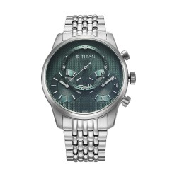 Titan Classique Micromotors 90179SM01 Green Dial Stainless Steel Strap Men Watch