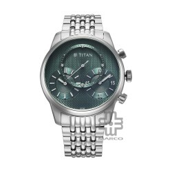 Titan Classique Micromotors 90179SM01 Green Dial Stainless Steel Strap Men Watch