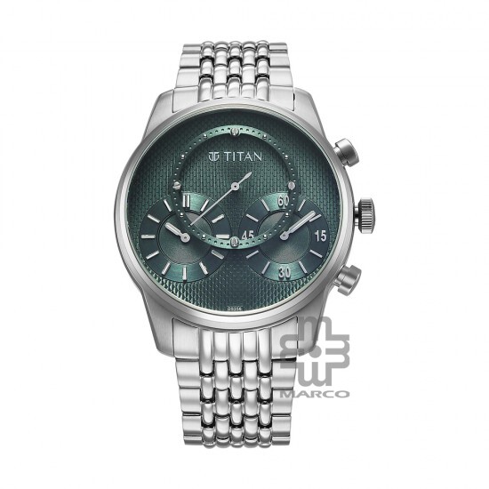 Titan Classique Micromotors 90179SM01 Green Dial Stainless Steel Strap Men Watch