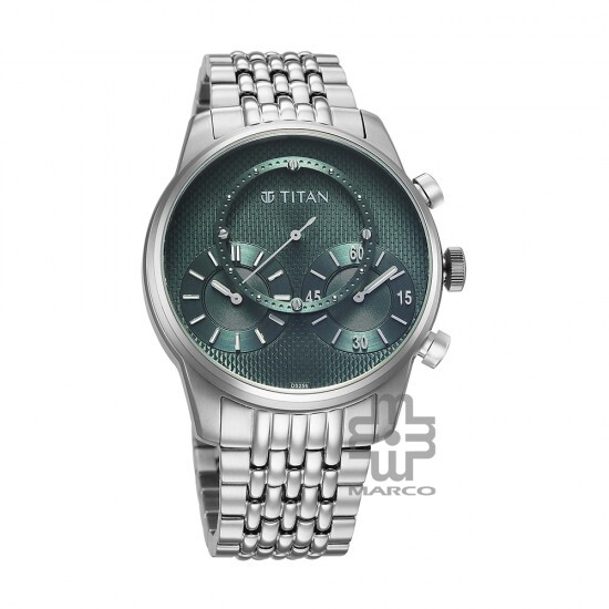 Titan Classique Micromotors 90179SM01 Green Dial Stainless Steel Strap Men Watch