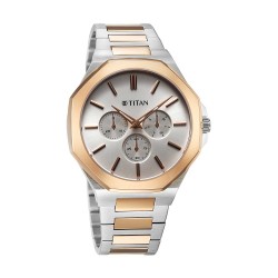Titan Classic Slim Multifunction 90198KM01 Silver Dial Stainless Steel Strap Men Watch