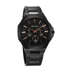 Titan Classic Slim Multifunction 90198NM01 Black Dial Stainless Steel Strap Men Watch