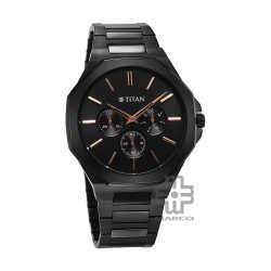 Titan Classic Slim Multifunction 90198NM01 Black Dial Stainless Steel Strap Men Watch