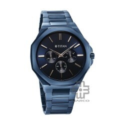 Titan Classic Slim Multifunction 90198QM01 Blue Dial Stainless Steel Strap Men Watch