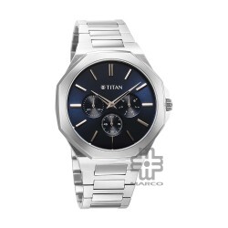 Titan Classic Slim Multifunction 90198SM01 Blue Dial Stainless Steel Strap Quartz Men Watch