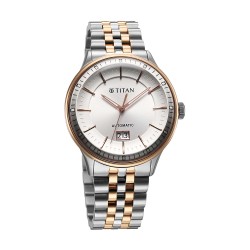 Titan Automatic Weekender 90201KM01 White Dial Stainless Steel Strap Men Watch