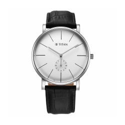 Titan Elegance 90203SL01 Silver Dial Leather Strap Men Watch