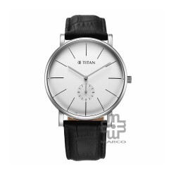 Titan Elegance 90203SL01 Silver Dial Leather Strap Men Watch