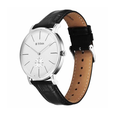 Titan Elegance 90203SL01 Silver Dial Leather Strap Men Watch