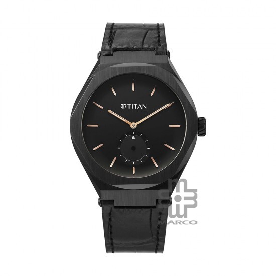 Titan Classique Contour 90210NL01 Black Dial Leather Strap Men Watch