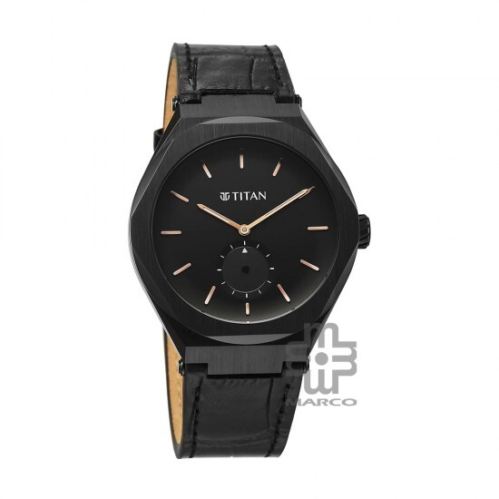 Titan Classique Contour 90210NL01 Black Dial Leather Strap Men Watch