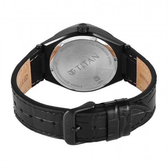 Titan Classique Contour 90210NL01 Black Dial Leather Strap Men Watch